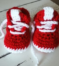 Handmade Baby First football Sneakers  Reds White Soft Warm Trainers 