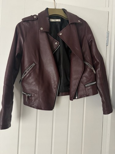 Mango burgundy faux leather - burgundy,
