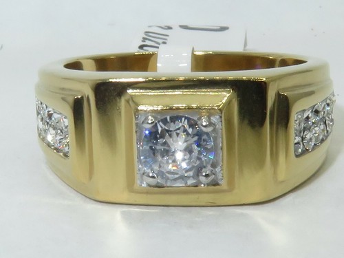 Mens pinky ring - gold, cz