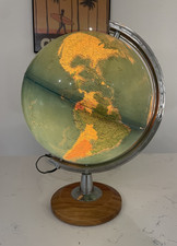 Vintage Globe illuminated retro mid century teak mcm chic boho