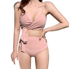 Solid Color Backless Sexy Slim Slimming Swimsuit Female Retro Lace Low3324