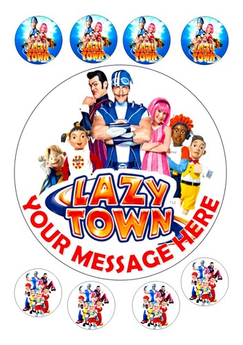 Lazytown cake topper round - lazytown,