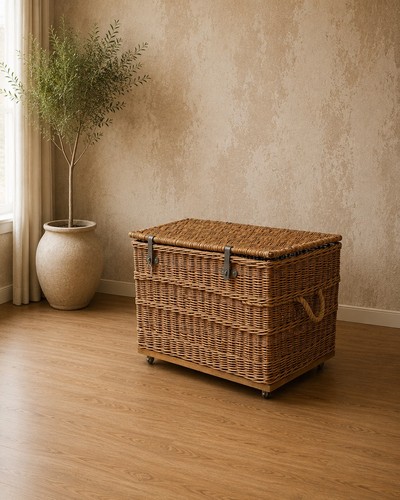Large vintage wicker storage - large,