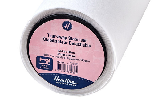 White tear away stabilizer - white, per