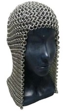 "New Handmade Anodized Aluminum Chainmail Hood - Large Medieval Coif Helmet"F