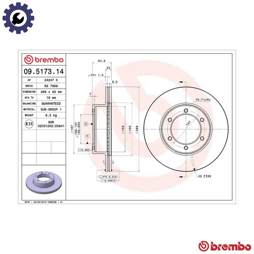 Brake disc 5173 14 for - 2x, 09.5173.14