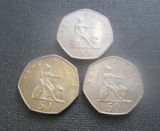 1976, 1977 & 1978 Lot of Old Large 50p Fifty Pence Coins, Lustrous High Grade r1