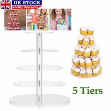 Clear Acrylic Round Cupcake Stand Display Wedding & Party 5 Tier Cup Cake Holder