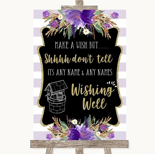 Gold purple stripes wishing - purple,