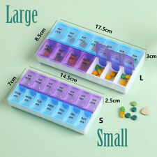 Large 14 Slots AM PM Weekly Pill Box Colourful Tablet Storage Case Medicine UK