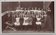 HASTINGS Sussex St Marys School Group 4 Girls RP Postcard c1915