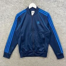 Adidas Jacket Mens Small Blue SST Originals Trefoil Firebird Full Zip Track Top