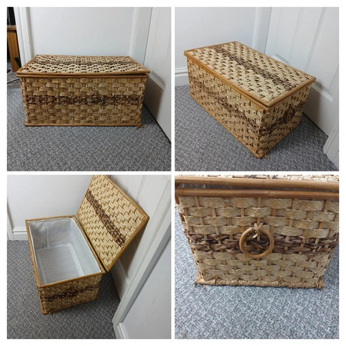 Vintage woven wicker storage - vintage,