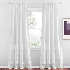 White Ruffle Curtains for