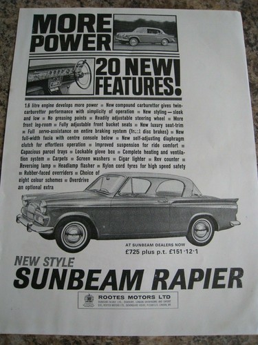 Sunbeam rapier rootes motors - sunbeam,