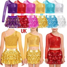 UK Girl Sequins Crop Top with