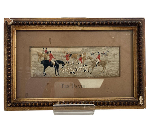 Antique silk embroidered fox - antique,