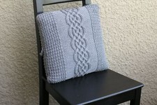 Knit cable pillow case with