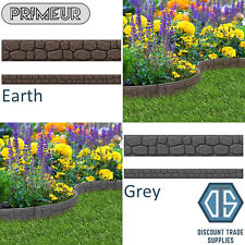 Primeur Flexi Curve Lawn Edging 1.2m Rockwall Border Garden Grey or Earth