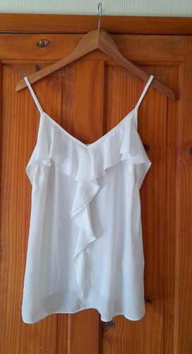 White camisole top ruffle - camisole, top,