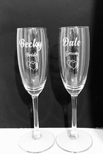 Personalised Wedding Bride & Groom Champagne flutes SET OF 2