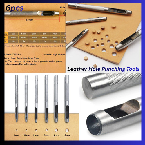 Leather hole punch tool set - leather,