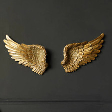 40cm Pair of Angel Wings Gold Ornate Vintage Shabby Chic Wall Mount Home Decor