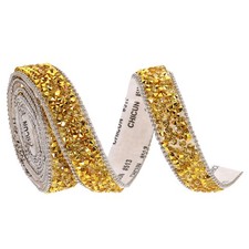 1 Yardx0.59" Crystal Rhinestone Ribbon Adhesive Strips, Gold
