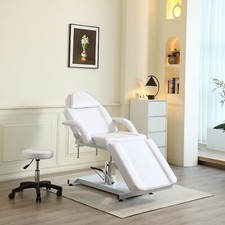 White Massage Table Bed Hydraulic Couch Beauty Salon Recliner Chair with Stool
