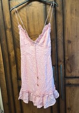 Skylar & Madison Baby Pink Strappy Mini Dress White Flowers Ruffle Lolita Kawaii