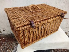 VINTAGE WICKER PICNIC STORAGE BASKET