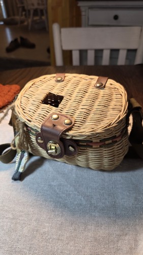 Wicker fishing creel basket - wicker,