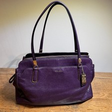 Coach Madison Kimberly Carryall Pebbled Purple Leather Top Shoulder Bag Purse