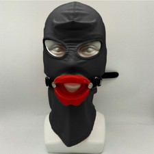 Bondage Open Mouth Hood Gimp FaceMask Head Gimp Harness BDSM Open Mouth Gag