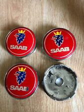4x SAAB Alloy Wheel Centre Cap Top New Quality Rim Cap 60mm Red Silver