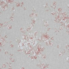 French Faded Rose 'Zen' Coral Red Fabric 140cm Vintage Style Curtains Upholstery