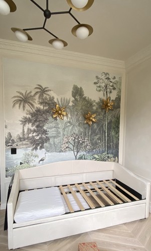 Cream velvet trundle guest bed - velvet,