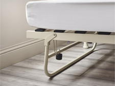 Ivory Metal Trundle Bed Frame Pull Out Underbed 3ft Guest Bed + Memory Mattress