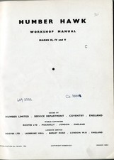 HUMBER HAWK Marks 3, 4 & 5 Car Factory Workshop Manual 1954