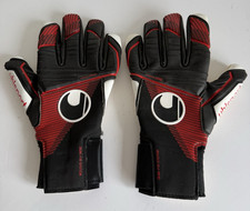 Uhlsport Rebound Zone Super Grip Dual Flex Black Red Goalkeeper Gloves Size 9