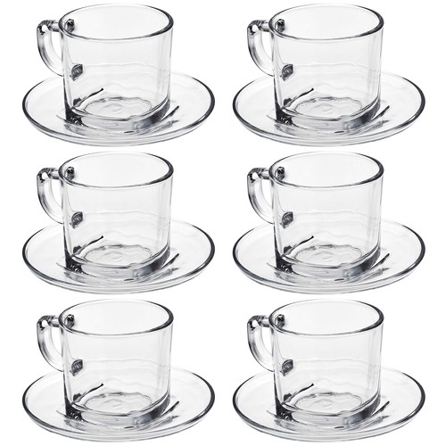 Glass cup saucer set - 12,