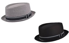 BLACK PORK PIE HAT SKA RUDE BOY SOUL MADNESS TRILBY COTTON MIX GREY
