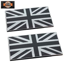 Union Jack Enamel Badge Black / Chrome Classic Vintage Car Emblem Enamel x2