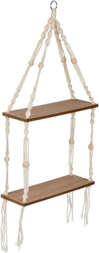 Tier macrame oak wall shelf - tier,