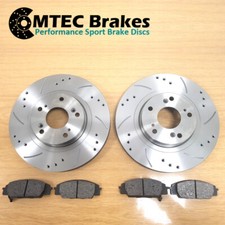 Volvo V50 2.0D3 10-13 Front Brake Discs & Pads MTEC Premium Drilled Grooved