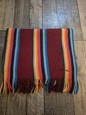 paul smith burgundy iconic stripe pure new wool scarf. made in Germany
