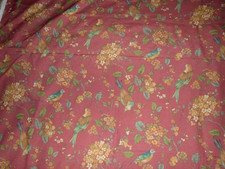 SANDERSON STYLE HYDRANGEA/BIRD LINEN BLEND FABRIC REMNANT 2M