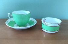 Royal And Paragon China Cup, Saucer & Sugar Bowl - Green Colour - Vintage