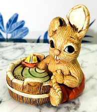 Moorcraft VTG Woodlander Bunny Rabbits "Hazel" Stoneware Hand Painted Bathtub 3"