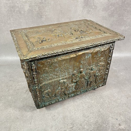 Vintage embossed brass coal - embossed,